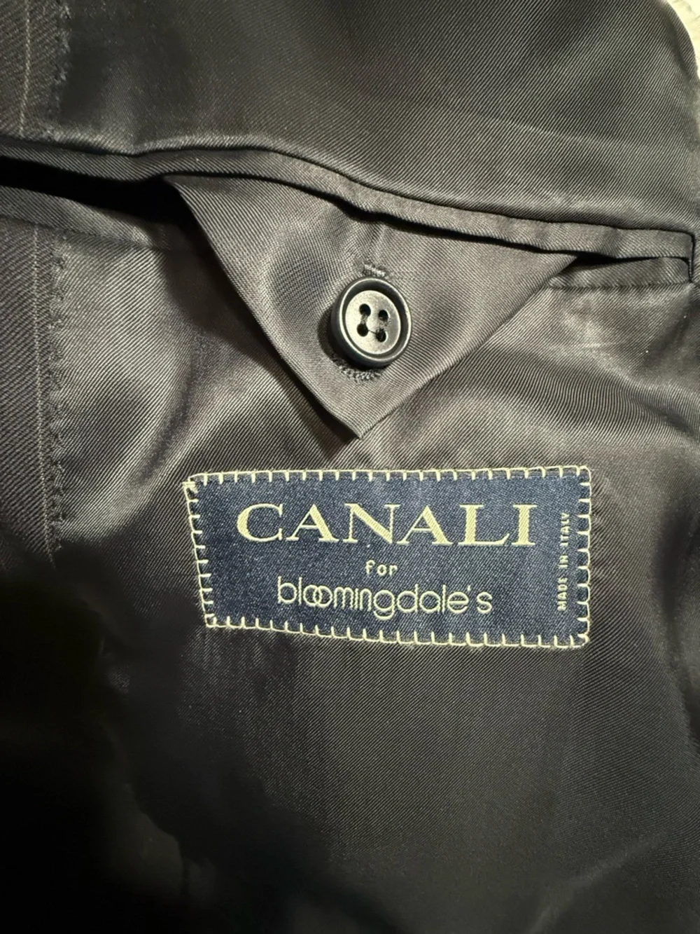 Canali Italy 44R Navy Pinstripe Wool Sport Coat Blazer Made in Italy Luxury